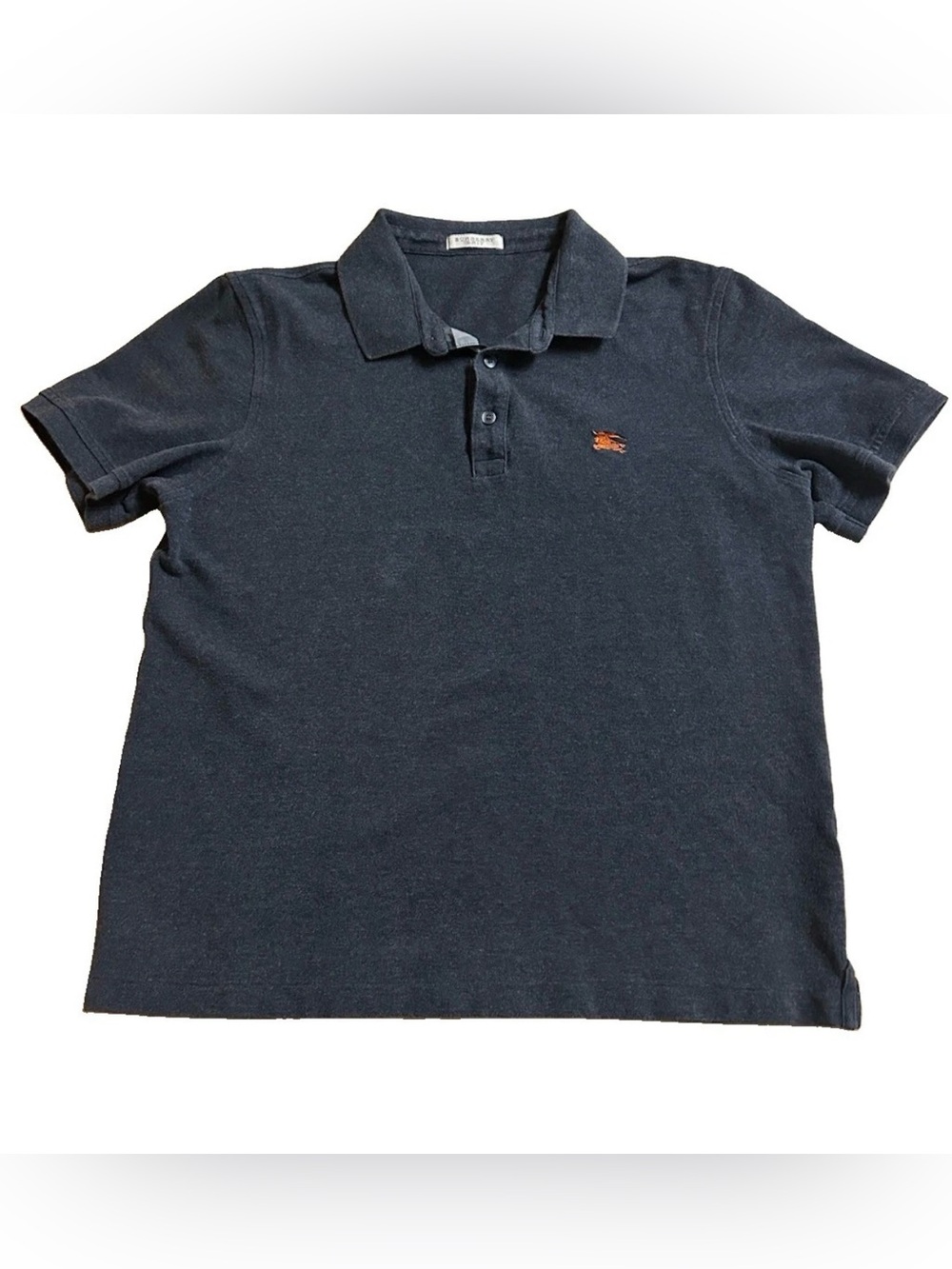 Burberry Brit Polo Shirt Men's Medium Pique Charcoal Gray Short Sleeve Preppy